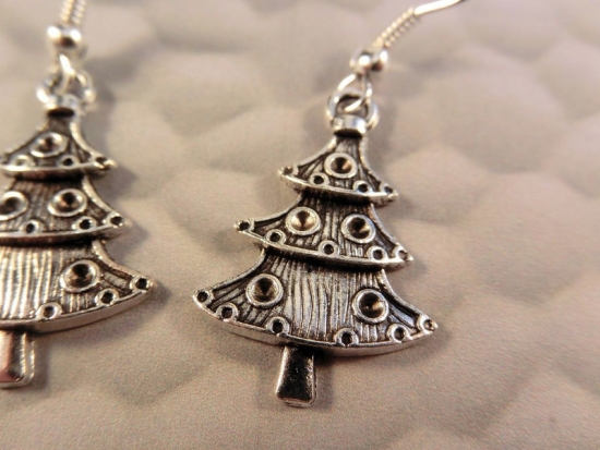 Preview: Weihnachtsbaum Ohrringe Vintage Optik Weihnachten